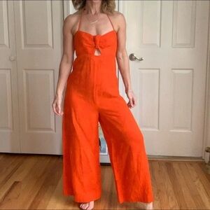 Elevenses Orange Halter Jumpsuit
